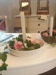Kerzenständer Schale cremefarben